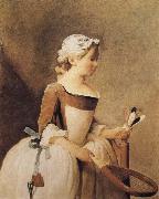 Jean Baptiste Simeon Chardin Girl with a Racquer and Shuttlecock Sweden oil painting artist